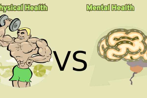 Physical health versus mental health comparison showing importance of balancing body fitness and emotional well-being