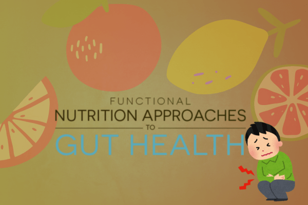 Functional nutrition and gut health concept showing probiotic drinks, supplements, and gut microbiome testing for improved digestion and immunity.
